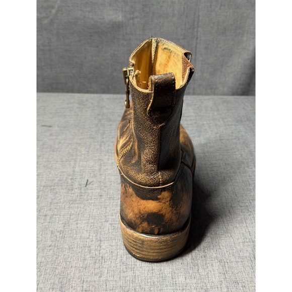 John Varvatos NYC Back Zip Brown Wood Leather Ankle Boots Size 10M Distressed main image 7